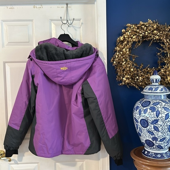 NWOT Women’s Wantdo Lined Purple Poly Waterproof Detachable Hood Ski Jacket - Picture 8 of 11